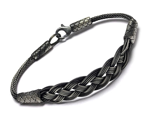Handmade Oxidized Pure Silver Braided Bracelet