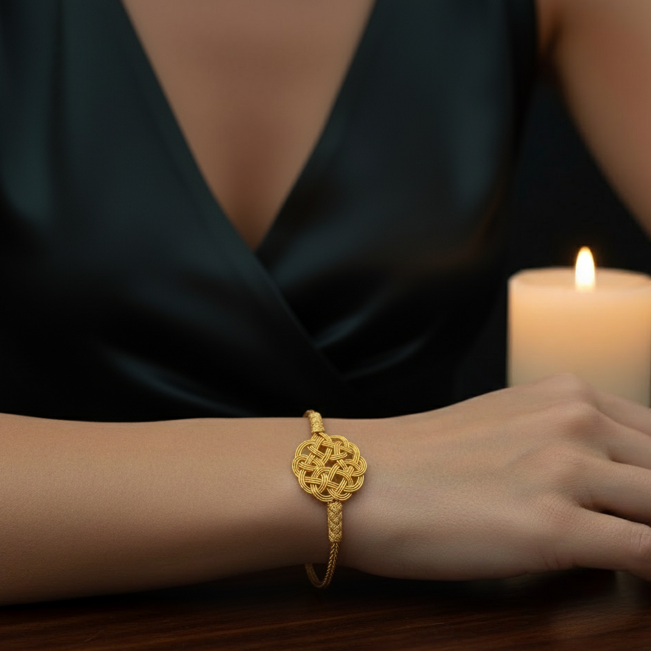 Gold plated Handmade  999 pure silver bracelet.