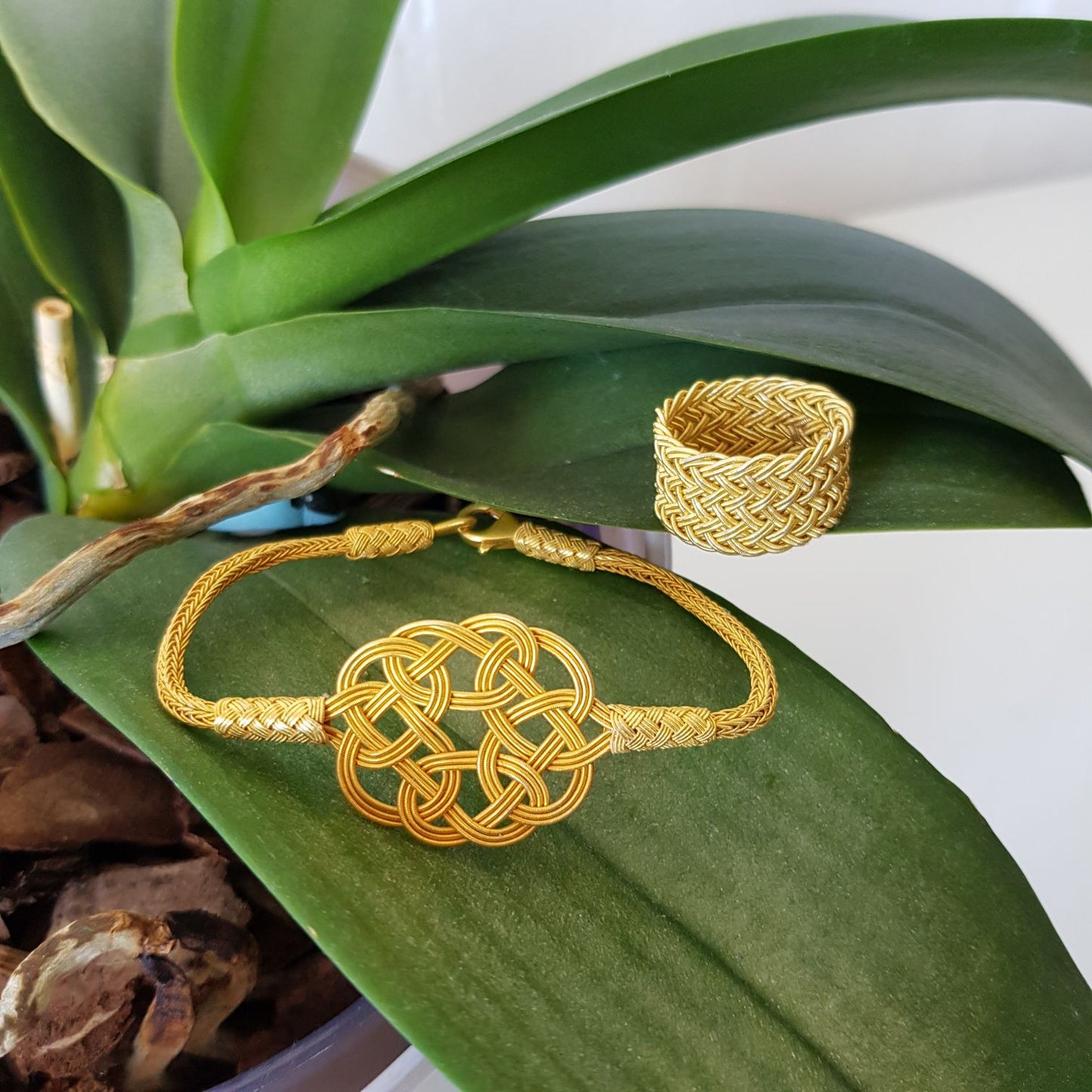 Gold plated Handmade  999 pure silver bracelet.