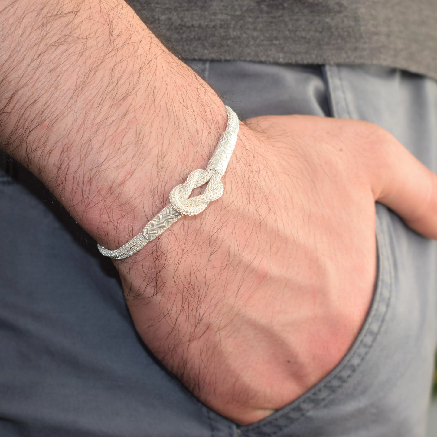 Handmade Oxidized Pure Silver Braided Bracelet