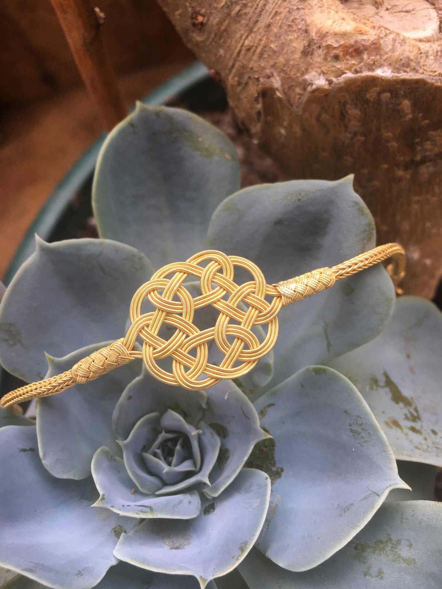 Gold plated Handmade  999 pure silver bracelet.