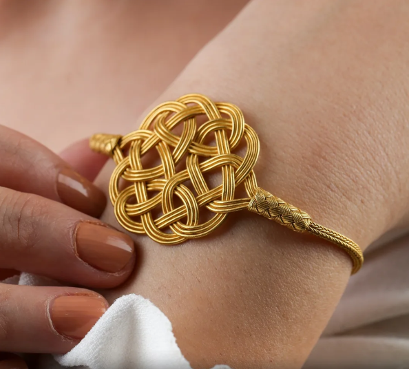 Gold plated Handmade  999 pure silver bracelet.