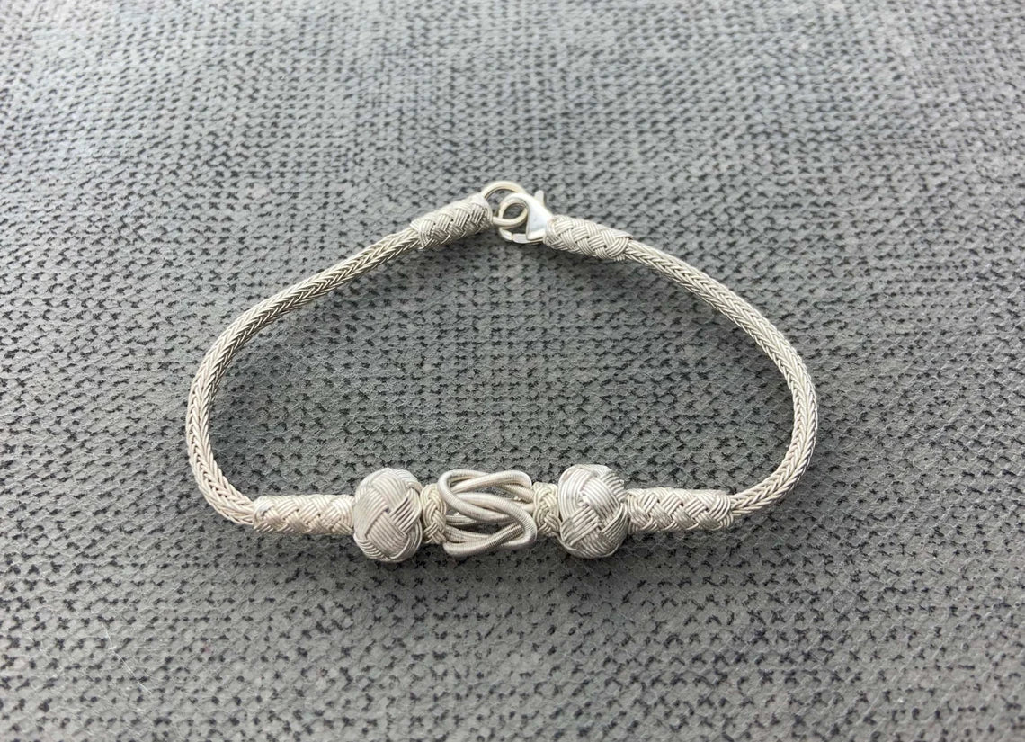 999 pure silver hand braided bracelet