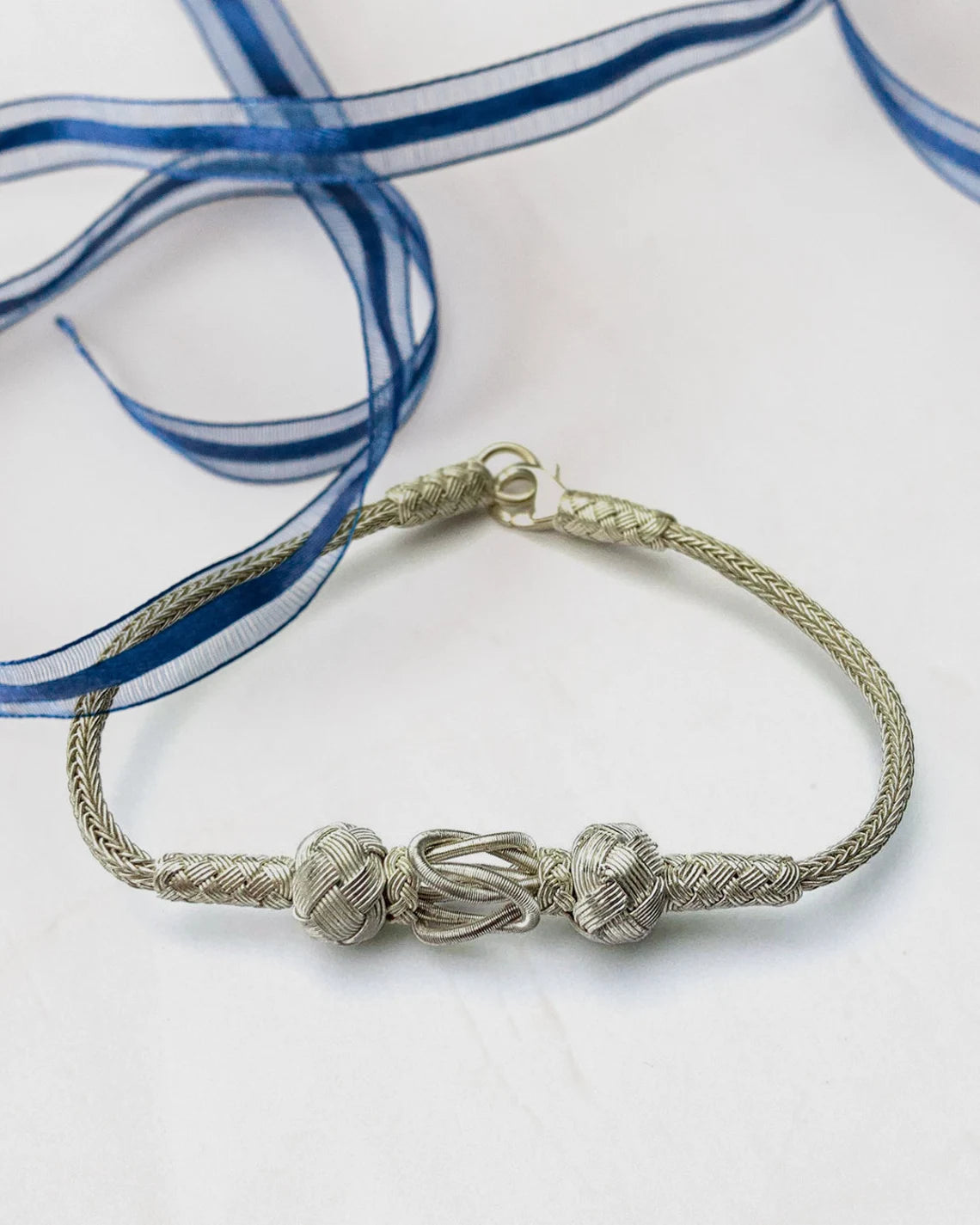 999 pure silver hand braided bracelet