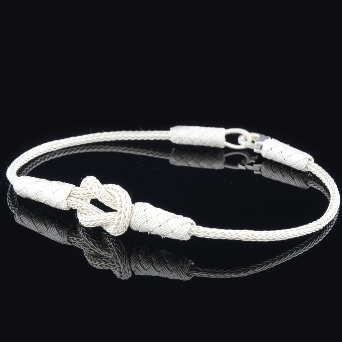 Handmade Oxidized Pure Silver Braided Bracelet