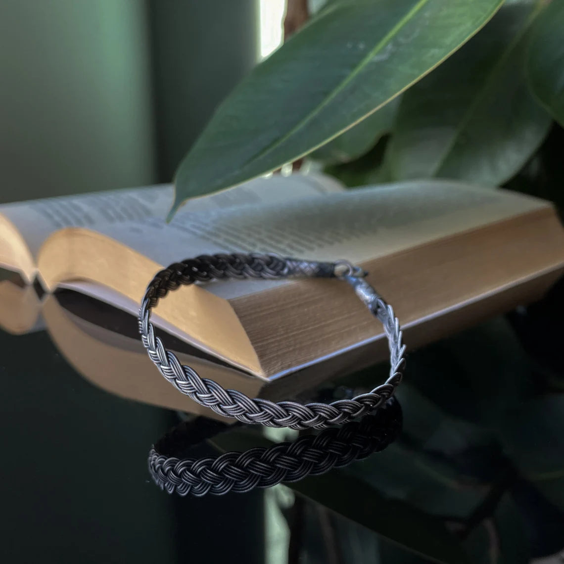 Pure Silver  Oxidized  Hand braided Bracelet