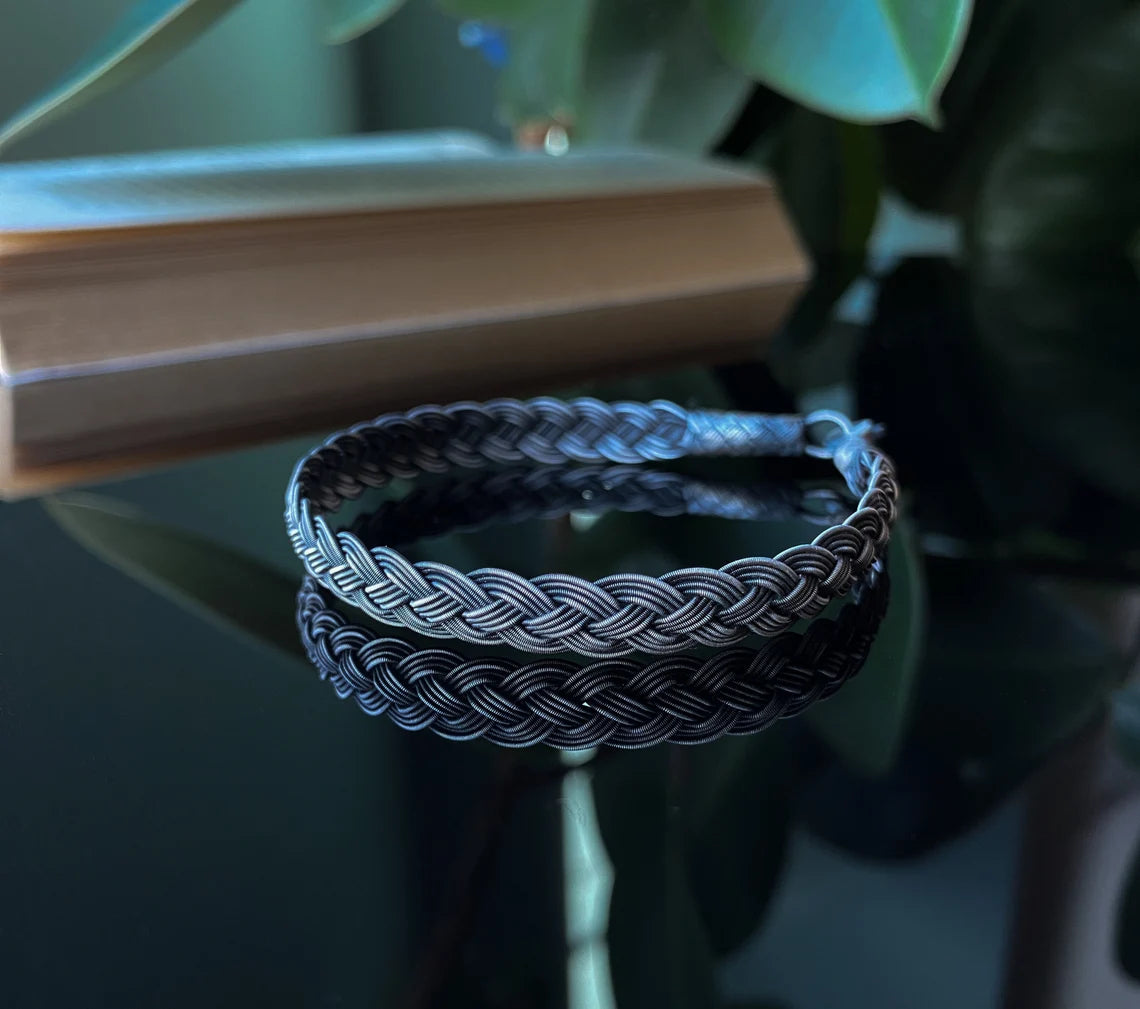 Pure Silver  Oxidized  Hand braided Bracelet