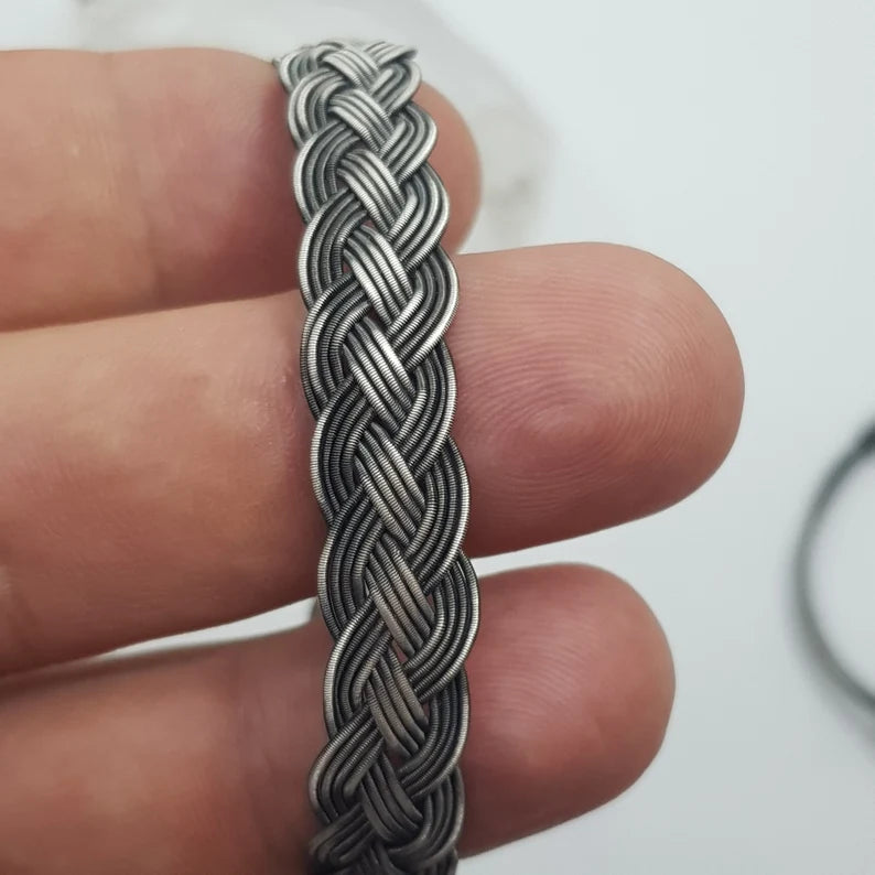 Pure Silver  Oxidized  Hand braided Bracelet