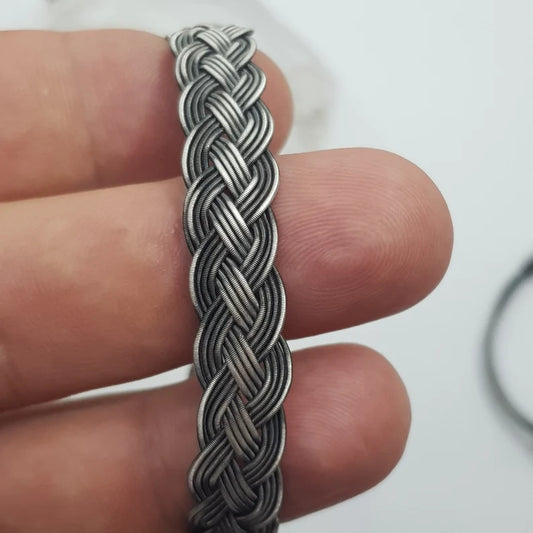 Pure Silver  Oxidized  Hand braided Bracelet