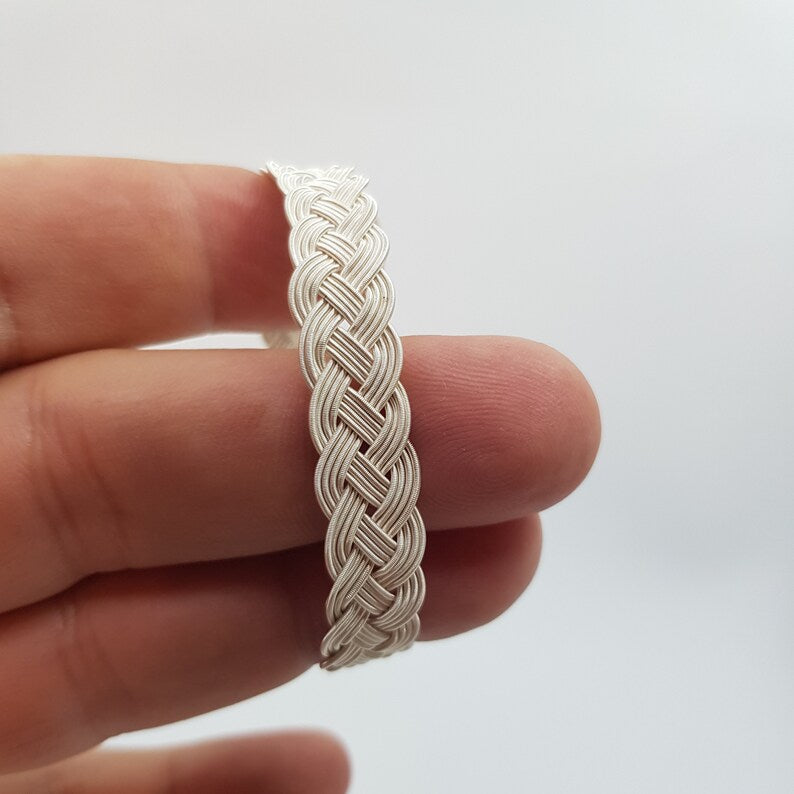 Pure Silver  Oxidized  Hand braided Bracelet