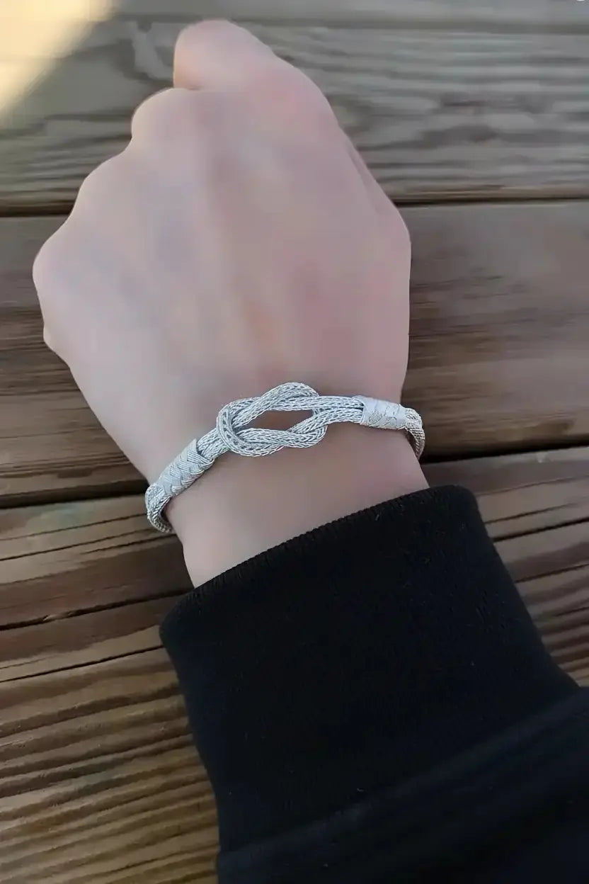 Handmade Oxidized Pure Silver Braided Bracelet