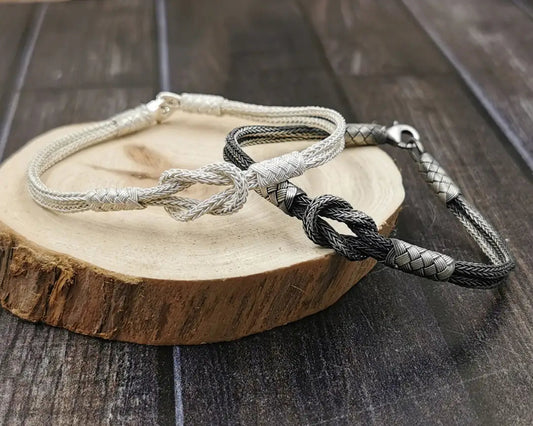 Handmade Oxidized Pure Silver Braided Bracelet